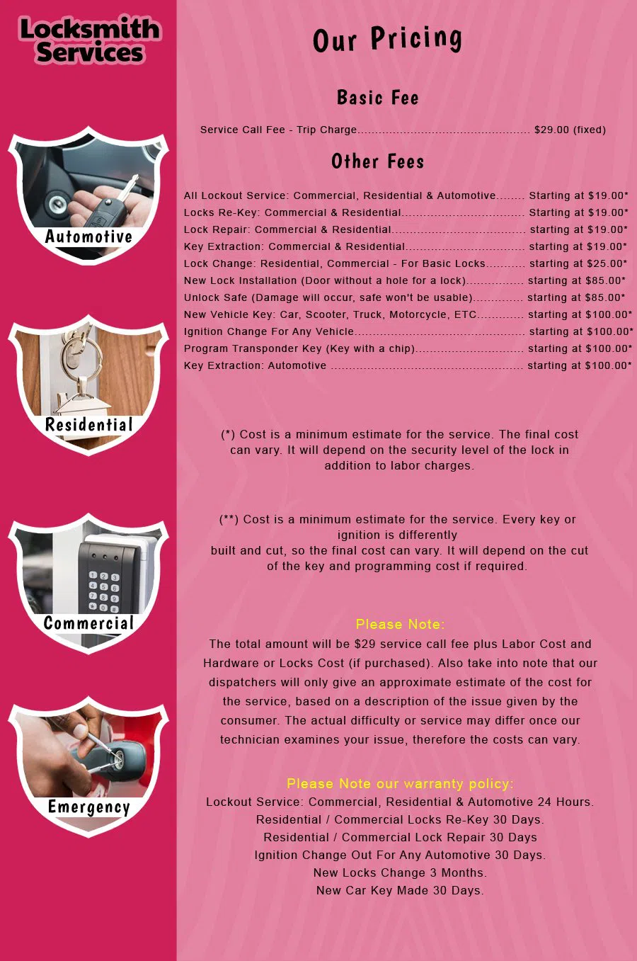 Midland Park NJ Locksmith Store Midland Park, NJ 201-380-6861 - price-list-c-18